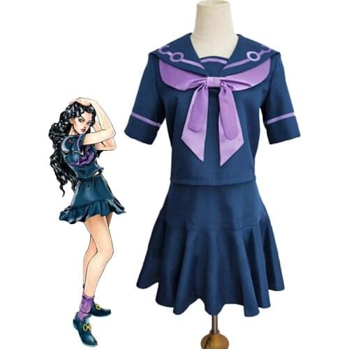 JoJos Bizarre Adventure Cosplay Costume Yamagishi Yukako Uniforms Women Dresses Custom Made