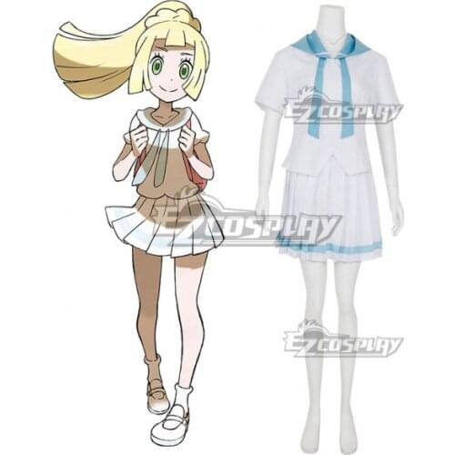 Pocket Monsters Lillie Cosplay Dress School Uniform Cosplay Costume E001