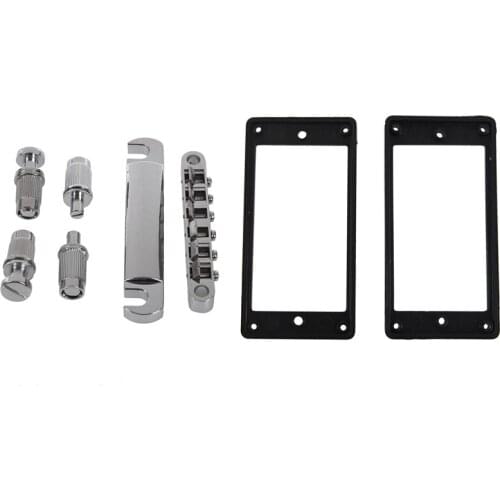 1Set Guitar Tune-O-Matic Bridge Tail for Les Paul LP Style with 1Set Pickup Mounting Ring Frame for Electric Guitar