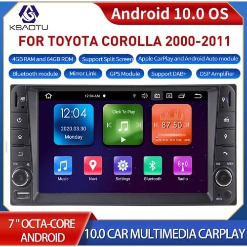 KSAOTU 7012 7" 8-Core Android 10.0 Car Stereo Carplay DSP DAB+ GPS WiFi USB DVB-T 4G TPMS Canbus OBD2 For TOYOTA COROLLA