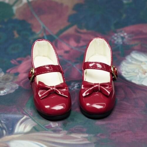 BJD doll shoes is suitable for 1/3 high bow buckle high-heeled shoes fashion versatile round toe shoes pink red black and so on