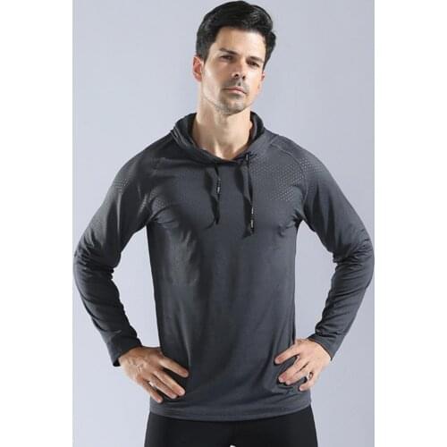 2021 Men Elastic Training Sportswear Mens Active Gym Muscle Bodybuilding Long Sleeve Hoodies Workout Running Hooded Sweatshirts