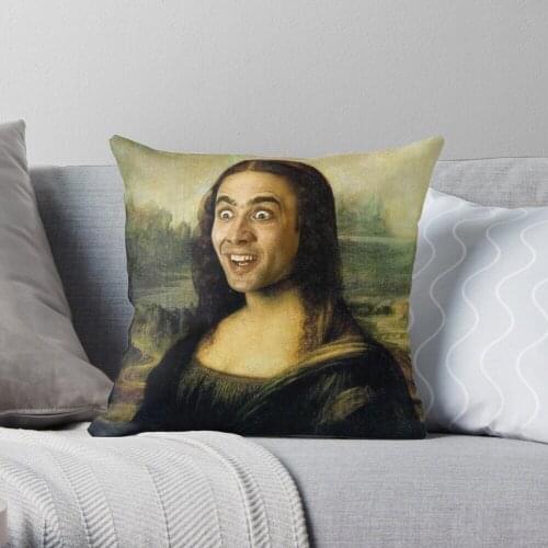 Nicolas CageMona Lisa Throw Pillow Cushion Cover Polyester throw pillows case on sofa home living room car seat decor 45x45cm