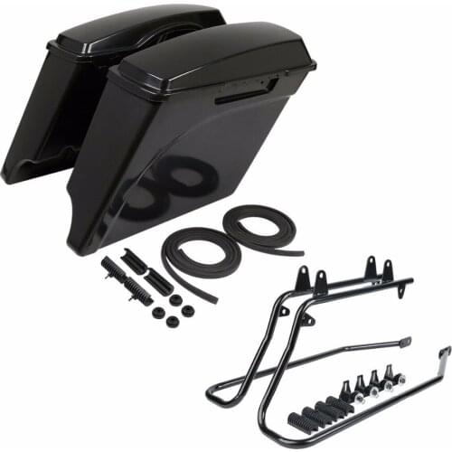 Motorcycle Unpainted 5" Extended Saddlebag + Conversion Bracket For Harley Softail Fat Boy Heritage Custom 1986-2013