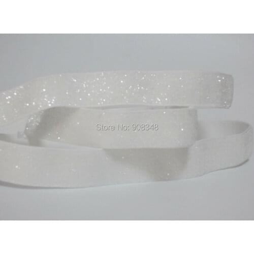 5/8'' 15mm - 3/8" 10mm nylon white Glitter Elastic velvet ribbon tensile sequins velour Ribbons STRETCH Hairbands accessories