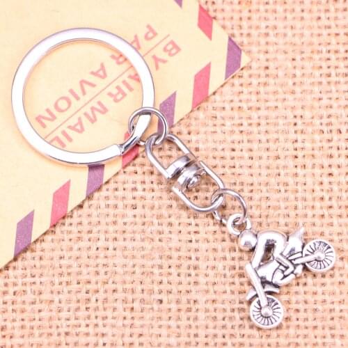 20pcs New Fashion Keychain 21x21mm motorcycle motorcross Pendants DIY Men Jewelry Car Key Chain Ring Holder Souvenir For Gift
