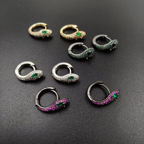 2019 luxury Snake-shaped Shiny AAA Zircon MonacoEarrings High Quality Unique Gold Round Earrings for Women Indian Jewelry