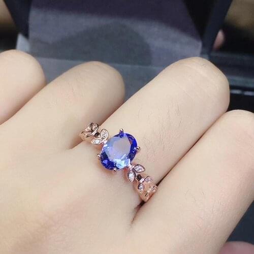 New 100% Real And Natural Tanzanite Rings 925 Sterling Silver Fine Jewelry