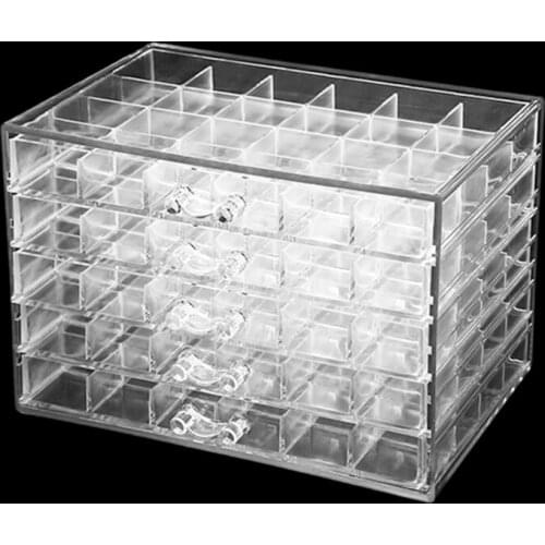 5 Tier Nail Art Decoration Organizer Drawer 120 Lattice Clear Acrylic Jewellery Accessory Storage Box Case Display Rack