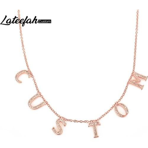 Custom Crystal Pendant Necklace for Women Stone Chain Zirconia Necklaces Women Personality Name Necklace