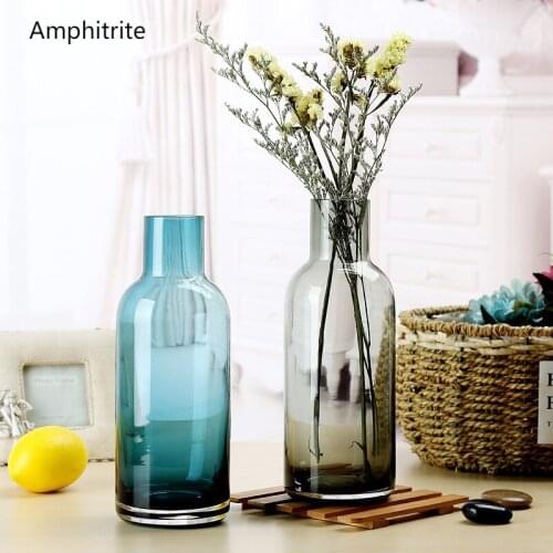 Nordic Color Transparent Glass Vases Home From The Creative Personality Accessories Blue Glass Room Flower Vase Decoration