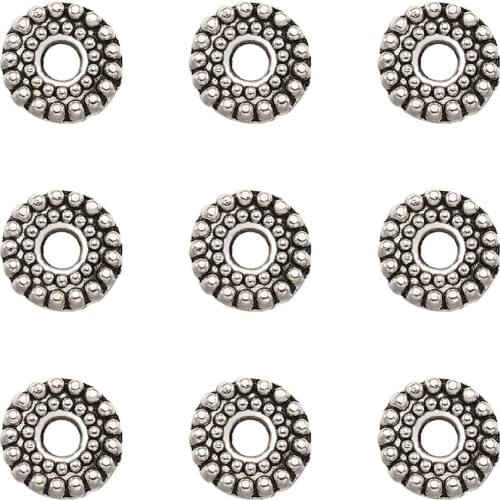 Tibetan Style Alloy Bead Spacers Flat Round Antique Silver Color, 6 7 8mm
