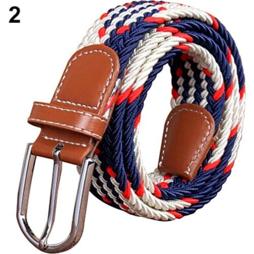 Belts Mens Womens Canvas Plain Webbing Metal Buckle Woven Stretch Waist Belt Strap