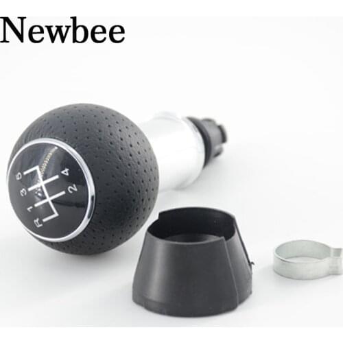 Newbee R 1 2 3 4 5 Speed Manual Car Styling Gear Shift Knob Chrome Lever Stick Handle PU Leather Head For Audi A3 2001-2003 Kit