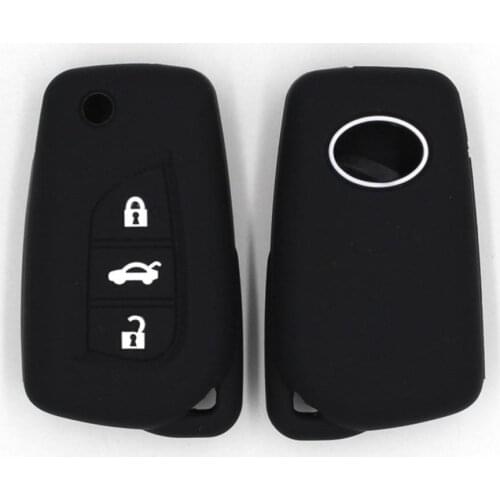Silicone Remote Car Key Case Cover For Toyota Yaris Reiz Carola Rav4 Accessories 3 Buttons Key Cover Case Shell Protect Black