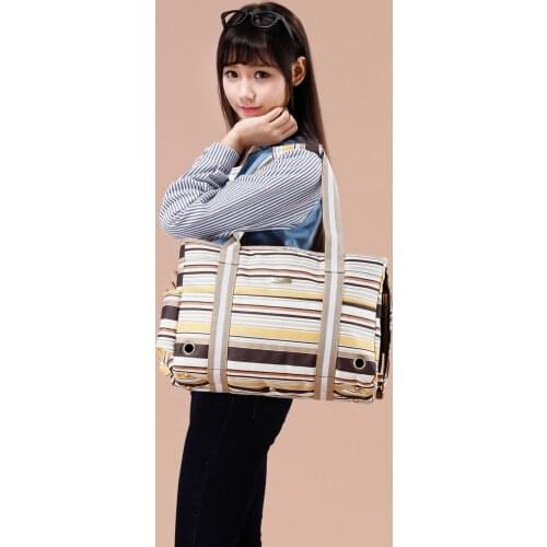 Striped Dog Carrier Purse Pet Travel Bag Cat Portable Handbag Soft Sided Tote with Fleece Pads for Small Pets
