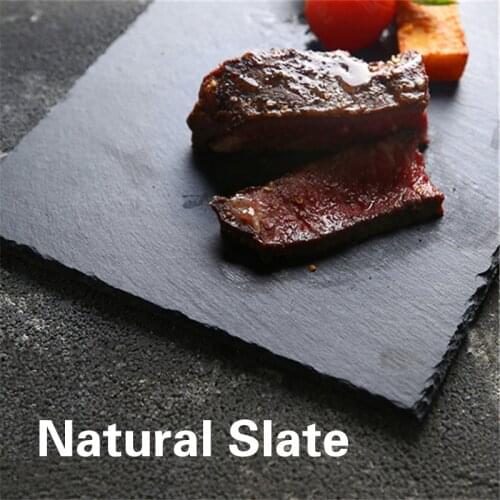 Hot Sale Western Natural Slate Dishes Solid Square Stone Sushi Steak Barbecue Plate Cheese Pizza Flat Fruit Plate Food Tea Tray