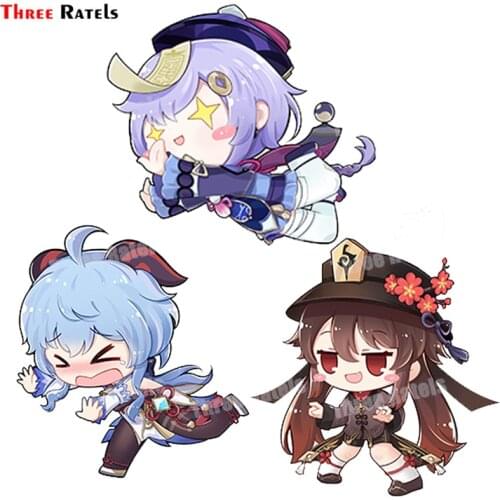 Three Ratels A149 Ganyu Qiqi And Hu Tao Genshin Impact Anime Game Car Styling Window Vinyl Decal 3D Auto Sticker Accessories