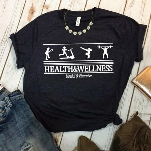 Exercise Keeps Healthy Graphic Cotton Tees Female Short Sleeve Summer Casual Shirts Plus Size O Neck Kpop Chic Tshirt Women