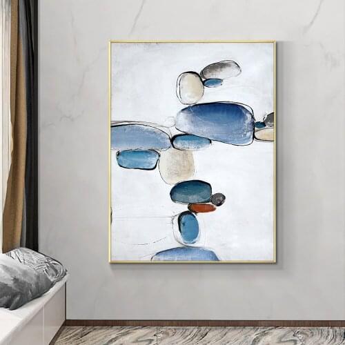 YQ Modern Abstract 100% Hand Painted Oil Painting On Canvas Fashion Abstract Stone Wall Art For Living Room Home Decoration