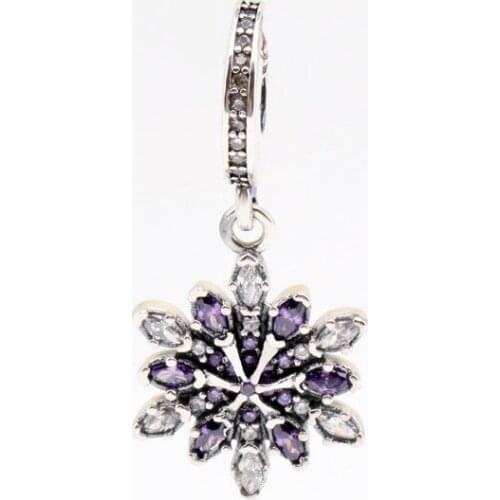 Hot Jewelry Accessories Sterling Silver Amethyst Snowflake Pendant Diamond Snowflake Fit Original Charms Necklace