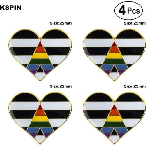Straight Allies heart shaped Pin Lapel Pin Badge Brooch Icons 4pcs