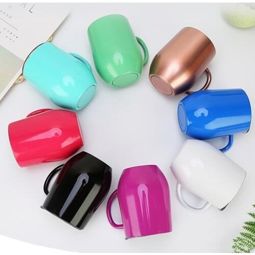 12oz Wine Tumbler Stainless Steel Beer Mugs Insulated Wine Glass Office Coffee Milk Cups Christmas Gift Party Bottle With Handle