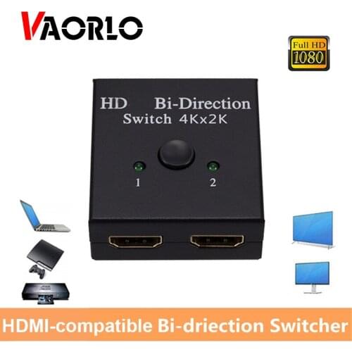 4K HDMI Switch 2 Ports Bi-directional 1x2 / 2x1 HDMI-Compatible Switcher Splitter Supports Ultra HD 4K 1080P HDR HDCP for PS4 PC