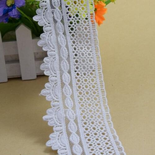 6.5cm white lace cotton embroidery lace french lace ribbon fabric guipure diy trims warp knitting sewing Accessories#2933