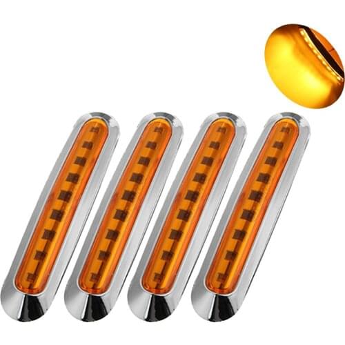 FEEDOPAL 4PCS Amber 10-30V 9LED Electroplating Frame Side Marker Light Truck Turn Signal Suitable For Various Car Models