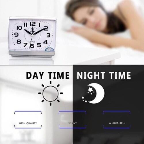 Hot Sale Customerize Square Alarm Clock White Simple In R0O5 Wake-Up Scanning Clock Small Bedroom Clock Silent Alarm V8K2