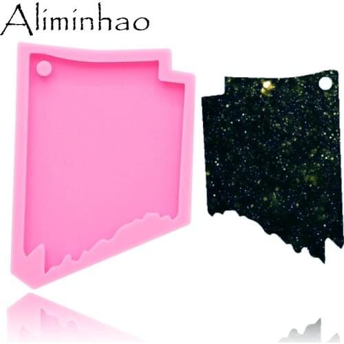 DY0205 Shiny Arkansa state shape silicone molds DIY epoxy resin molds for jewelry Keychain Decorative Craft Mold wholesale