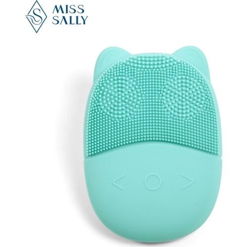 Miss Sally Mini Electric Waterproof Facial Cleansing Brush Silicone Massage Skin Care Deep Cleansing Tool