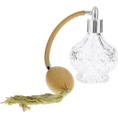 Perfume Bottle Empty Clear Glass Refillable with Long Tassel Crystal Star