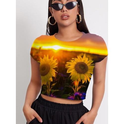 3d Tshirt Sunflower T-shirt Women Romantic Tshirt Printed Love Shirt Print Harajuku T-shirts 3d Short Sleeve Hip Hop Printed