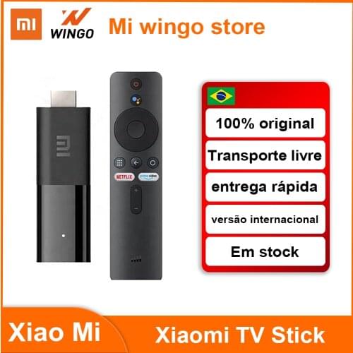 Versão global Xiaomi Mi TV Stick Android TV 9.0 Quad-Core 1080P Dolby DTS HD Dupla decodificação 1 GB 8 GB Wifi Google Assistant