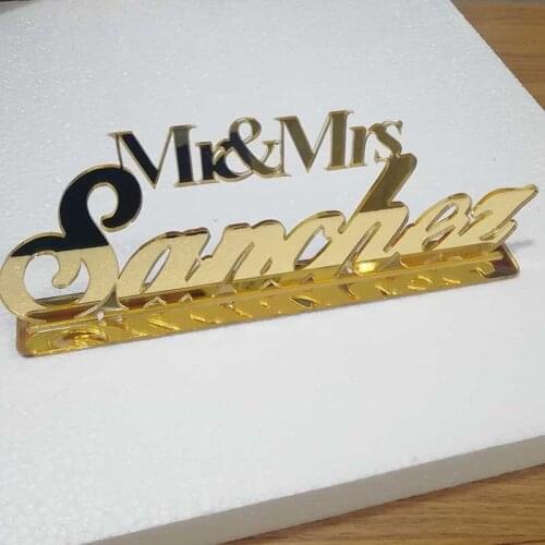 Custom Wedding Table Sign Personalized Mirror Gold Wedding Sign with Last Name Wedding Table Decor Mr and Mrs Sign Supplies