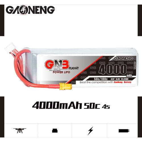 Gaoneng GNB 4000mAh 4S 14.8V 50C/100C Lipo Battery XT60 XT90 or EC5 Plug for RC Car Boat Helicopter Airplane RC Parts