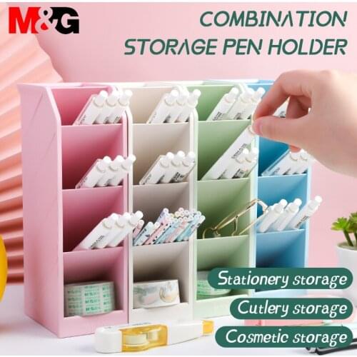 M&G Large Capacity Desk Pen Holder brush holder makeup Storage Box Desktop Organizer Stand Case School Office Stationery