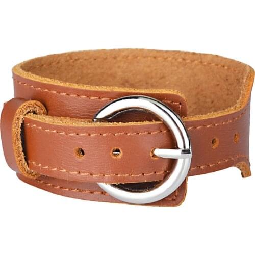 Fashion shou biao kou Wide Leather Cattle Leather Bracelet Men Ornament