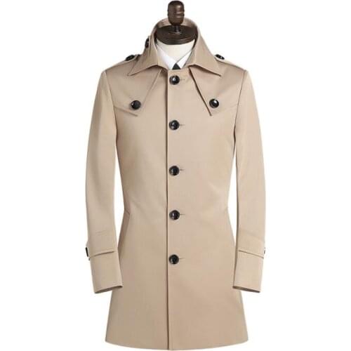 Mens trench coats beige spring autumn man coat men single breasted clothes slim fit overcoat long sleeve 2020 new designer S-9XL