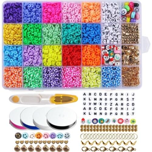 6mm Polymer Clay Flat Beads Set For DIY Bracelet Necklace Soft Pottery Colored Boho Jewelry Accessories Craft Kit Jewelry
