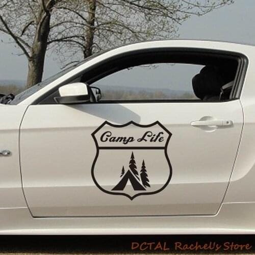 Camp Life Hunter Car Sticker Hiking Decal Fuel Tank Cover Door Window Trunk Motorcycle Helmet for VW Golf Polo SUV Laptop