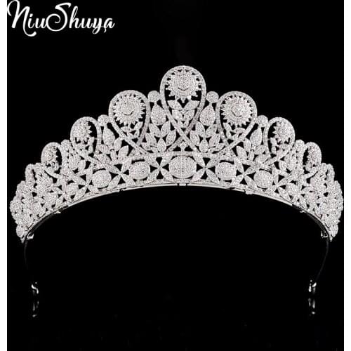 NiuShuya Luxurious Princess Crystal Wedding Tiaras Crowns Brides Full Zircon Hairbands Princess Headband Bridal Hair Accessories