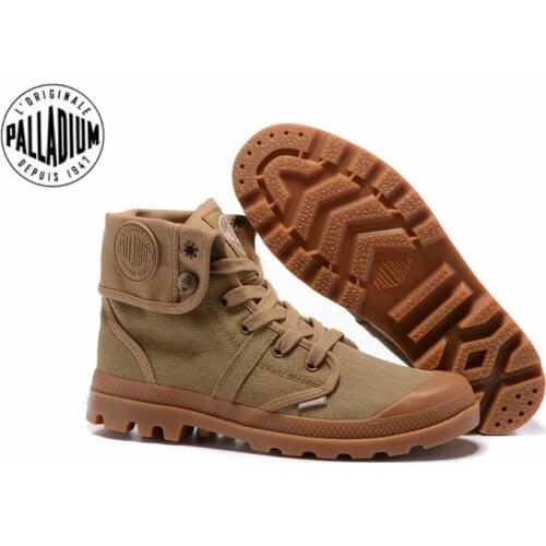 Original PALLADIUM Yellow Sneakers Men Military Ankle Boots Dual purpose Canvas Casual Shoes Men Walking Shoes Eur Size 39-45