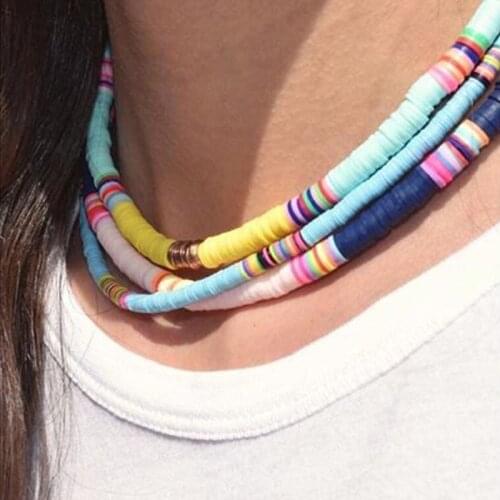 4/6mm Polymer Clay Beads Choker Necklace Bohemian Colorful Surf Necklaces For Women Handmade Boho Collier Femme Jewelry