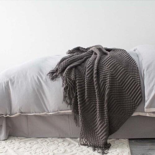 Nordic Bedding Sofa Cover Throw Thread Blanket Nap Soft Knitted Bedspread Solid Colors Modern Air Condition Home Tassel Blankets