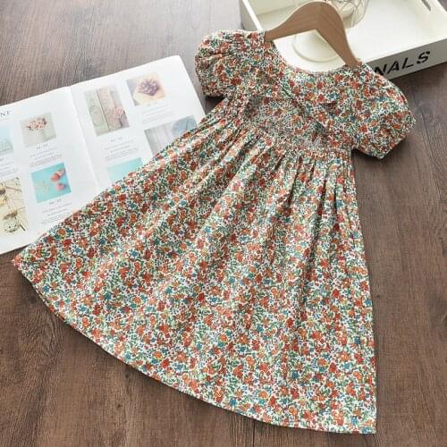 Girl Casual Dress 2021 New Fashion Princess Dresses Girls Flower Printing Costumes Cute Outfits Baby Girls Dress for 3-7Yrs