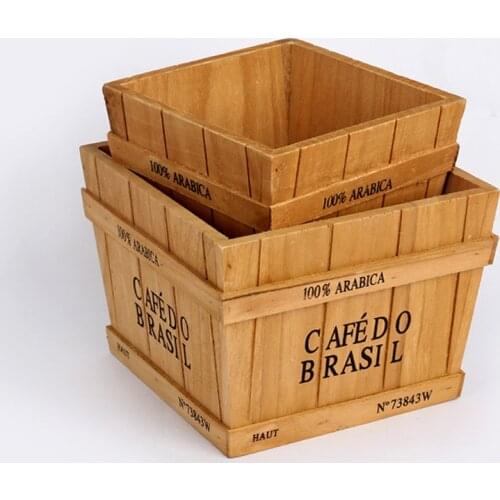 Plants One Lattice Wood Flower Pot DIY Wooden Bonsai Flower Pot Trays Home Desktop Decoration Storage Box Storage Organizer