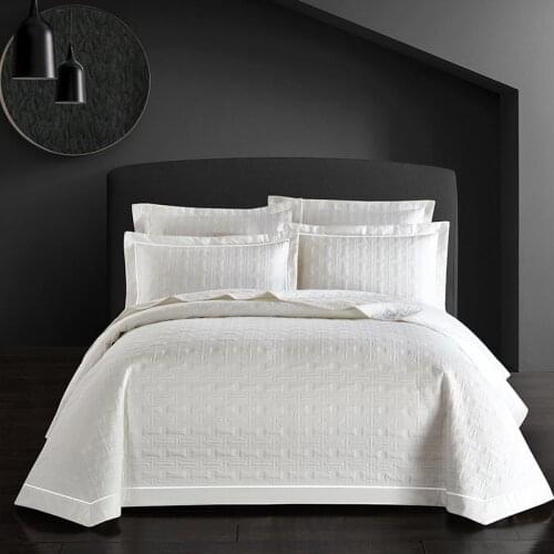 Luxury 100%Cotton Quile Bedspread Bed cover set Bedding set White Grey Mattress Cover Bed set couette couvre lit dekbed